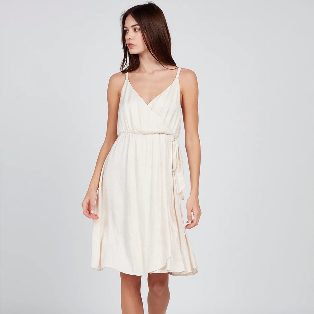 Volcom Static Bloom Dress in Sand/Brown Faux Wrap